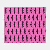 ピンクとブラックのハロウィーンこうもり フリースブランケット (正面(横))