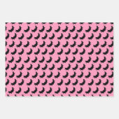 ピンクとブラックのハロウィーンの組み合わせ ラッピングペーパーシート (正面3)