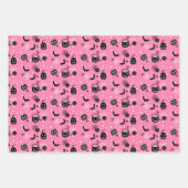 ピンクとブラックのハロウィーンの組み合わせ ラッピングペーパーシート (正面)