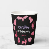 ピンクとブラックのハロウィーンをテーマにした誕生日パーティー 紙コップ (正面)