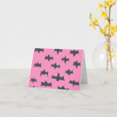 ピンクとブラックのハロウィーンバット折り紙グリーティングカード カード (黄色い花)