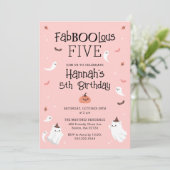 ピンクとブラックのハロウィーン誕生日パーティー 招待状 (スタンド正面)