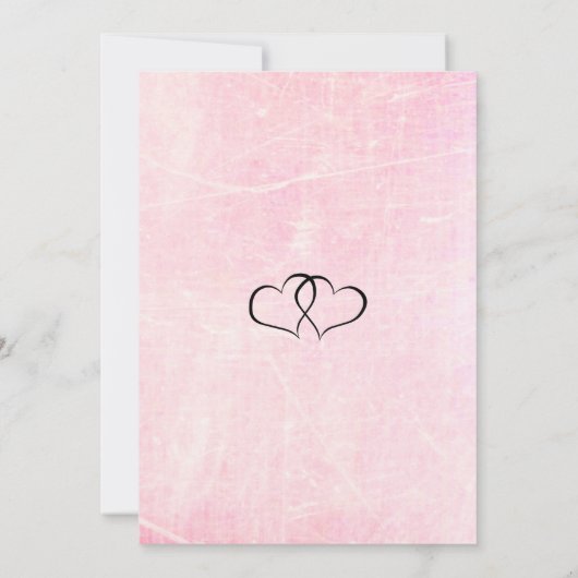 ピンクとブラックのハート結婚式招待状 招待状 (裏面)