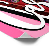 ピンクとブラックのハート ピンクパーティー フォト ウェルカムサイン ポスター (角)