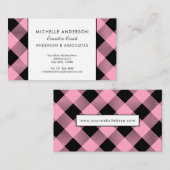 ピンクとブラックのバッファローチェック・ビジネス・コンサルタント 名刺 (正面/裏面)