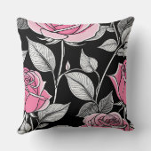 ピンクとブラックのバラ クッション (裏面)