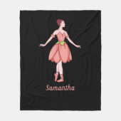 ピンクとブラックのバレリーナ（名前あり） フリースブランケット (正面)