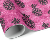 ピンクとブラックのパイナップル熱帯誕生日パーティー ラッピングペーパー (ロールコーナー)