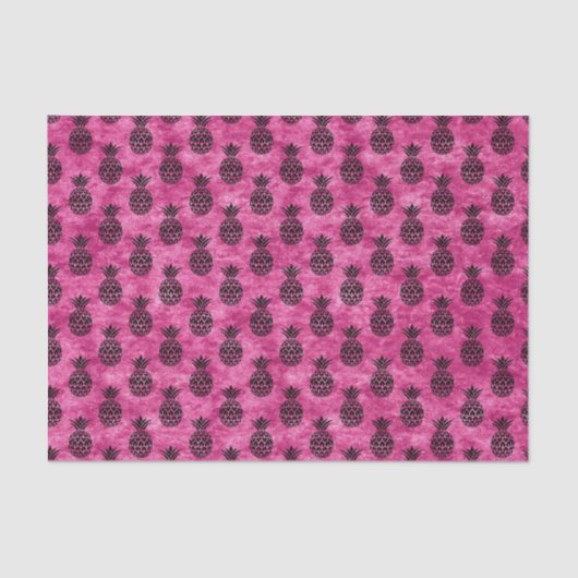 ピンクとブラックのパイナップル熱帯誕生日パーティー 薄葉紙 (正面)