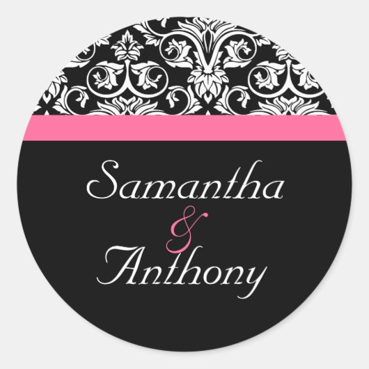 ピンクとブラックのパッションマッチング封筒用シール ラウンドシール (正面)