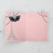 ピンクとブラックのパリ・マスカレードパーティー カード (内部)