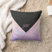 ピンクとブラックのパーソナライズ クッション (ブランケット)