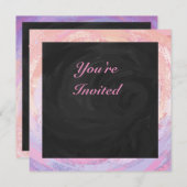 ピンクとブラックのパーソナライズ 招待状 (正面/裏面)