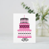 ピンクとブラックのパーティーケーキ ポストカード (スタンド正面)
