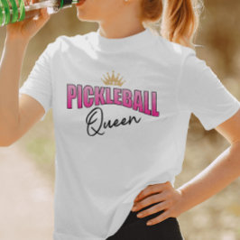 ピンクとブラックのピックボールのクイーン金ゴールドクラウン Tシャツ