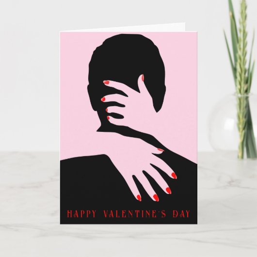 ピンクとブラックのフォトカップル赤タイポグラフィパートナー シーズンカード (正面)