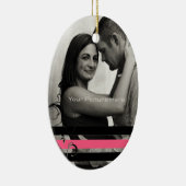 ピンクとブラックのフォト婚約 セラミックオーナメント (右)