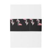 ピンクとブラックのフローラバラつる植物 招待状ベリーバンド (裏面例)