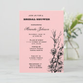 ピンクとブラックのフローラブライダルシャワー 招待状 (スタンド正面)