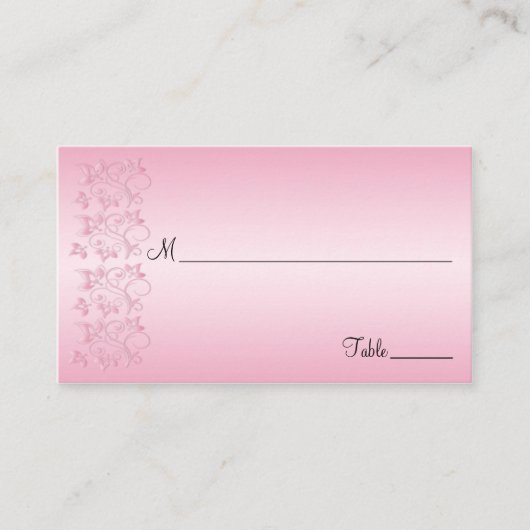 ピンクとブラックのフローラプレイスカード プレイスカード (正面)