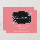 ピンクとブラックのフローラ花嫁の提案 ポストカード (正面/裏面)