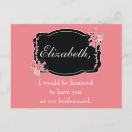 ピンクとブラックのフローラ花嫁の提案 ポストカード