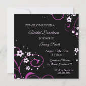 ピンクとブラックのブライダル・ルンチョン招待状カード 招待状 (裏面)