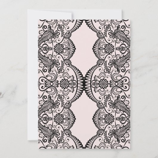 ピンクとブラックのブロケードレースランジェリーシャワー招待状 招待状 (裏面)