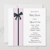 ピンクとブラックのベビーシューズシャワー 招待状 (裏面)