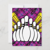 ピンクとブラックのボーリング誕生日パーティーへの招待 招待状 (裏面)