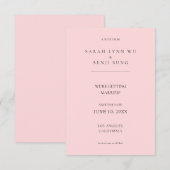 ピンクとブラックのミニマルモダン2 V2 セーブ・ザ・デート (正面/裏面)