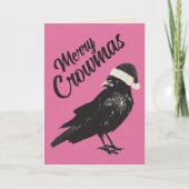 ピンクとブラックのメリークリスマスカード シーズンカード (正面)