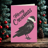 ピンクとブラックのメリークリスマスカード シーズンカード