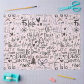 ピンクとブラックのモダンクリスマス 薄葉紙 (クラフト)