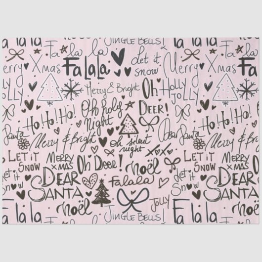 ピンクとブラックのモダンクリスマス 薄葉紙 (正面)