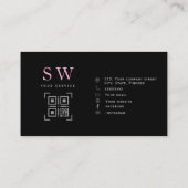 ピンクとブラックのモノグラムミニマルモダン事業 コーリングカード (裏面)