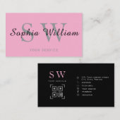 ピンクとブラックのモノグラムミニマルモダン事業 コーリングカード (正面/裏面)