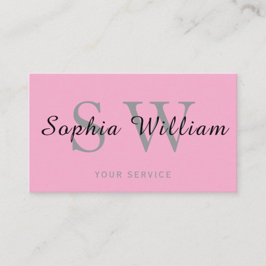 ピンクとブラックのモノグラムミニマルモダン事業 コーリングカード (正面)