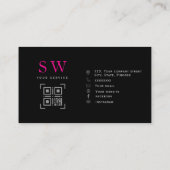 ピンクとブラックのモノグラムミニマルモダン事業 コーリングカード (裏面)