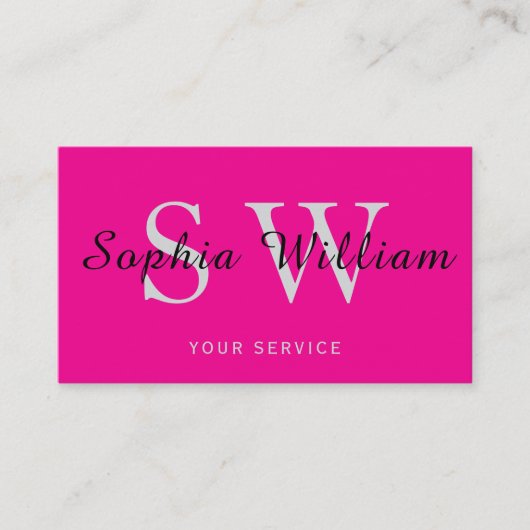 ピンクとブラックのモノグラムミニマルモダン事業 コーリングカード (正面)