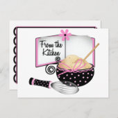 ピンクとブラックのレシピカード ポストカード (正面/裏面)