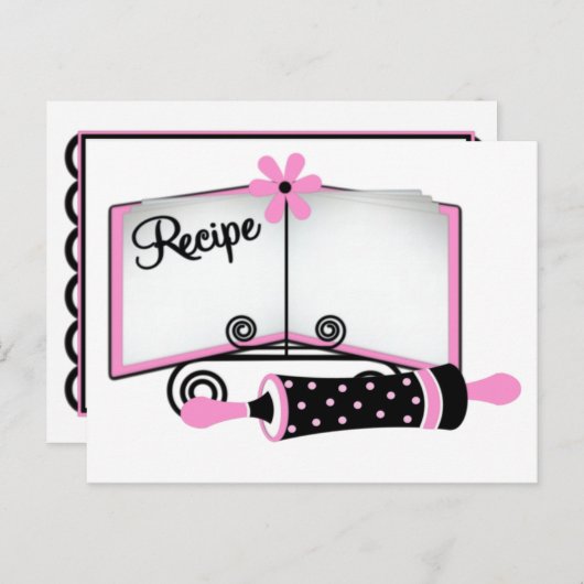 ピンクとブラックのレシピカード ポストカード (正面/裏面)