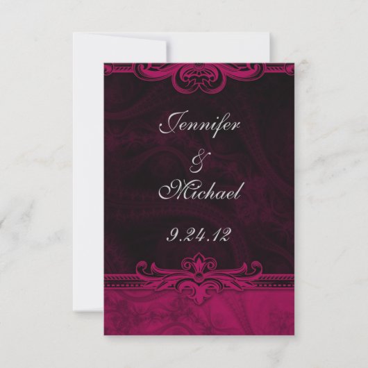 ピンクとブラックのレースの結婚式セーブ・ザ・デートカード セーブザデート (正面)