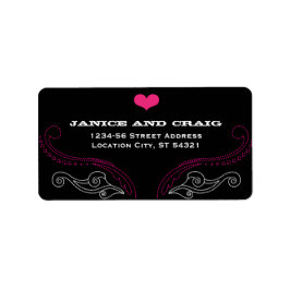 ピンクとブラックのロックとロール音楽をテーマ結婚にした ラベル