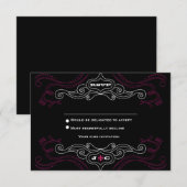 ピンクとブラックのロックンロール ミュージックをテーマにしたウェディング 招待状 (正面/裏面)