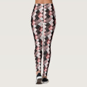 ピンクとブラックのヴィンテージパッチワークの生地の正方形 レギンス (裏面)