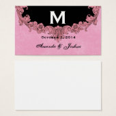 ピンクとブラックのヴィンテージモノグラム結婚式の引き出物V30 (正面&裏面)