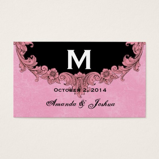 ピンクとブラックのヴィンテージモノグラム結婚式の引き出物V30 (正面)