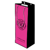 ピンクとブラックの企業の会社のロゴ ワインギフトバッグ (裏面アングル)