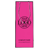 ピンクとブラックの企業の会社のロゴ ワインギフトバッグ (裏面)